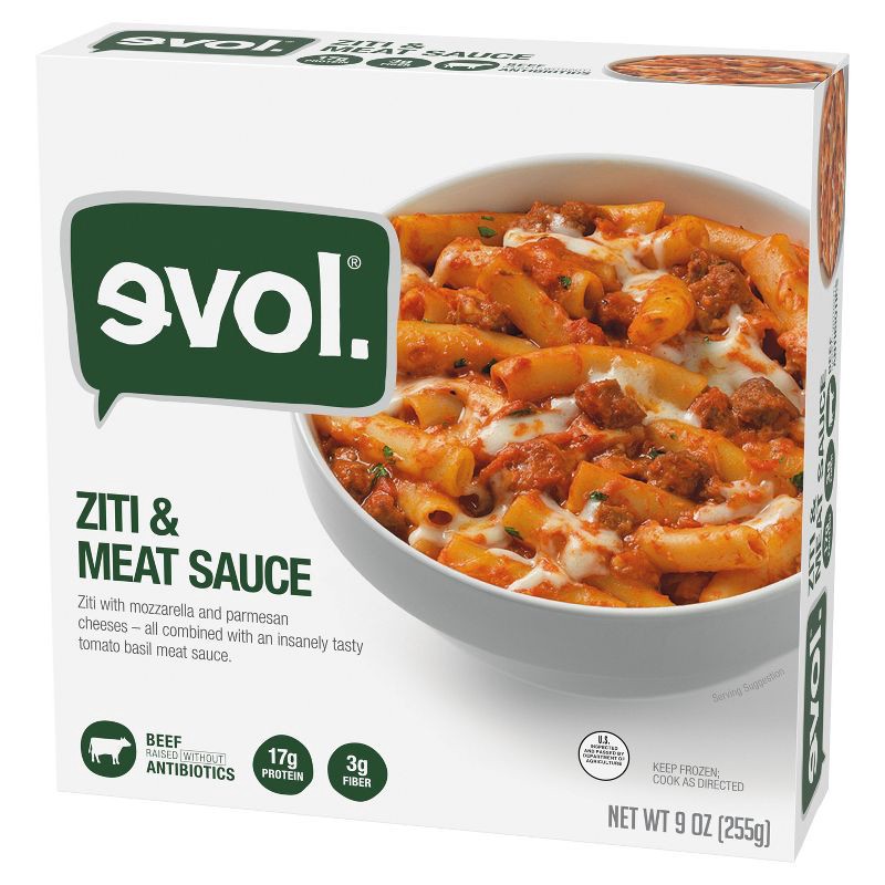 slide 3 of 3, Evol Frozen Ziti & Meat Sauce Pasta Bowl - 9oz, 9 oz