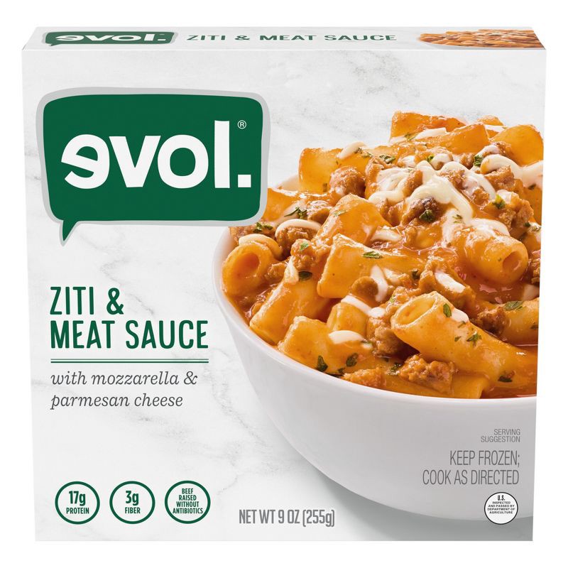 slide 1 of 5, Evol Frozen Ziti & Meat Sauce Pasta Bowl - 9oz, 9 oz