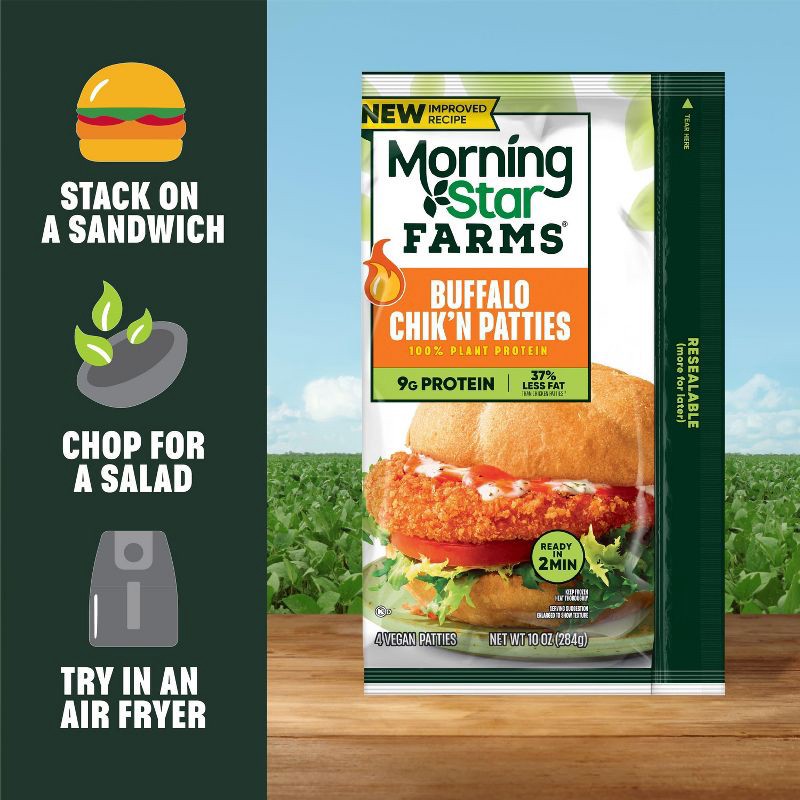 slide 4 of 6, Morningstar Farms Buffalo Frozen Chik Veggie Patties - 4ct/10oz, 4 ct; 10 oz