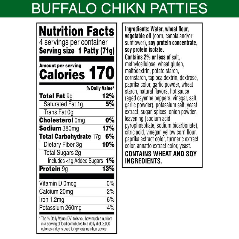 slide 6 of 7, MorningStar Farms Frozen Plant Based Chik'n Patties Buffalo - 10oz/4ct, 4 ct; 10 oz