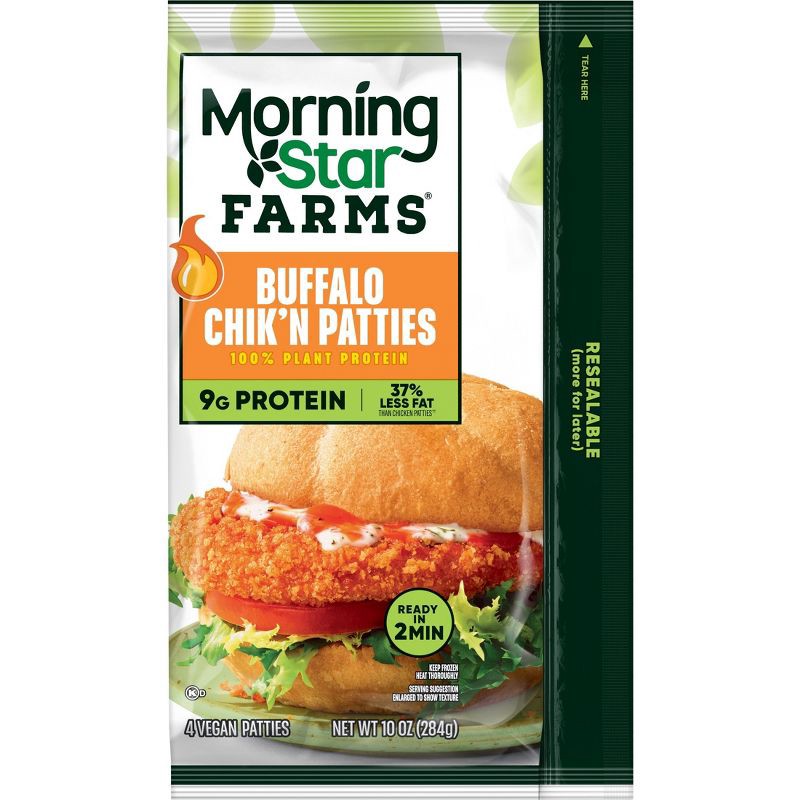 slide 7 of 7, MorningStar Farms Frozen Plant Based Chik'n Patties Buffalo - 10oz/4ct, 4 ct; 10 oz