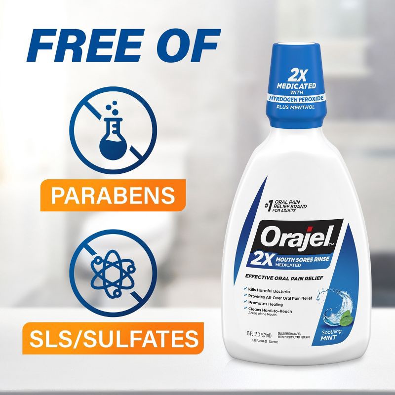 slide 6 of 10, Orajel Mouth Sores Antiseptic Rinse - 16oz, 16 oz