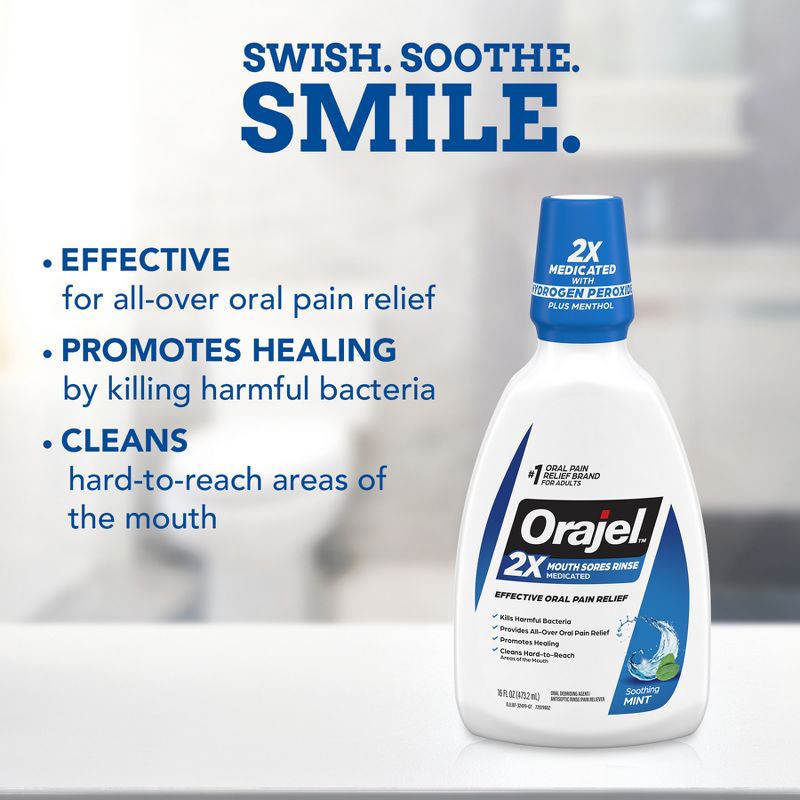 slide 8 of 8, Orajel Mouth Sores Antiseptic Rinse - 16 fl oz, 16 fl oz