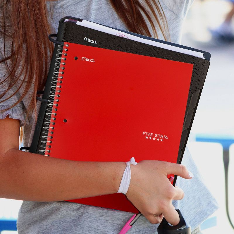 slide 8 of 9, Five Star 3 Subjects 150pg Wide Ruled Spiral Notebook (Colors May Vary): Perforated, 3 Hole Punched, Flexible Cover, 1 ct