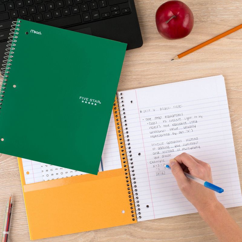 slide 5 of 9, Five Star 1 Subject 100pg Wide Ruled Spiral Notebook (Colors May Vary): Perforated, Bleed-Resistant, 3 Hole Punched, 1 ct