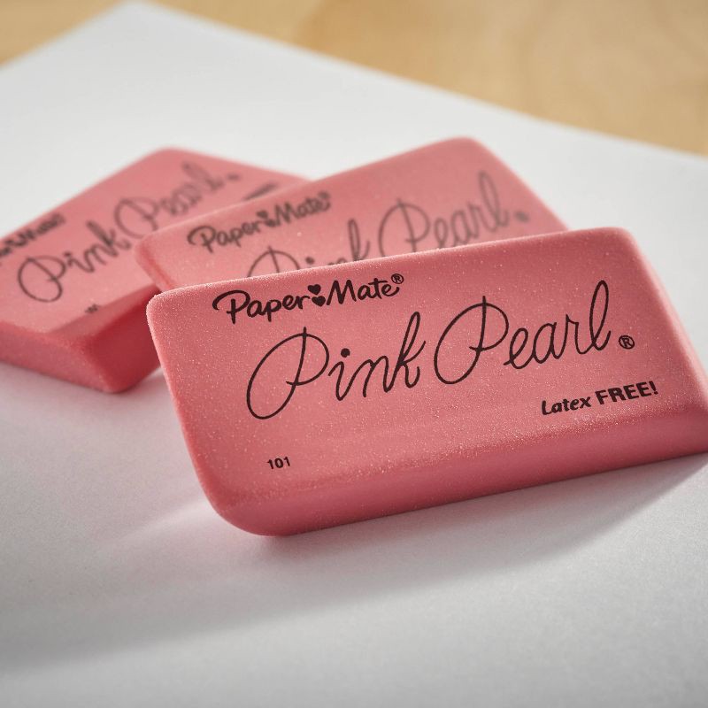 slide 3 of 7, Paper Mate 3pk Pencil Erasers Pink Pearl, 3 ct