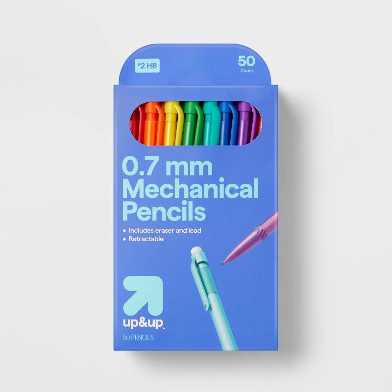 slide 1 of 3, #2 Mechanical Pencil 0.7 mm 50ct - up&up™: School Supplies, Erasable, Multicolor, Plastic, No. 2 Lead, 50 ct