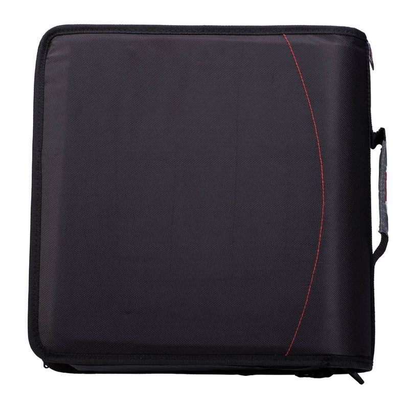 slide 4 of 6, Case-it 3" Nylon Round Ring Zip Binder with Internal/External Pockets Black: Zipper Binder, 575 Sheet Capacity, 8 Pockets, 575 sheets