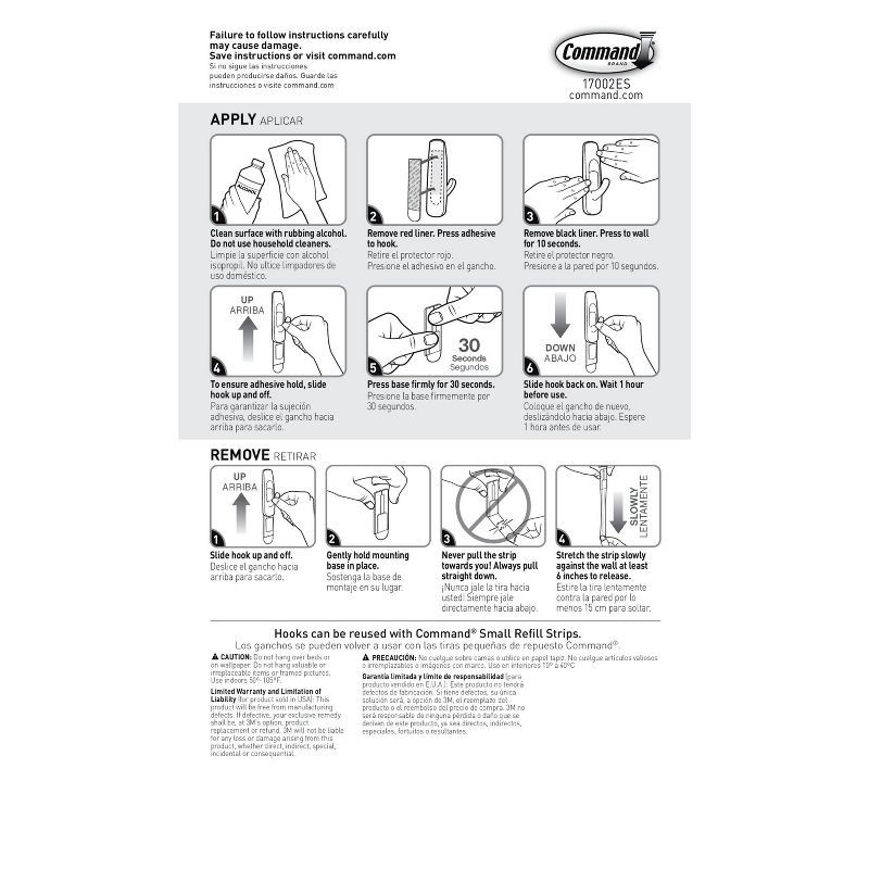 slide 10 of 11, Command 6 Hooks 12 Strips Small Sized UtilityDecorative Hooks Value Pack White: Adhesive Wall Hooks, 1 lb Capacity, 1 lb