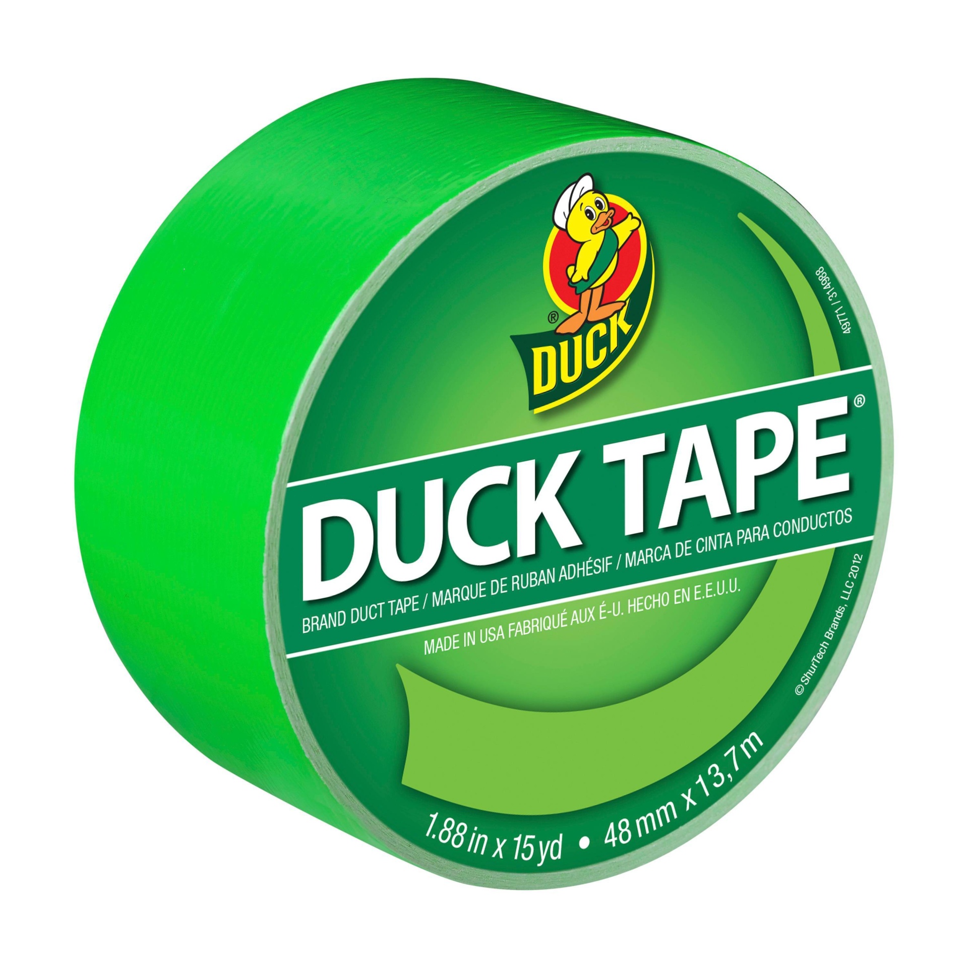 slide 1 of 6, Duck 1.88" x 15yd Duct Industrial Tape Neon Green, 1 ct