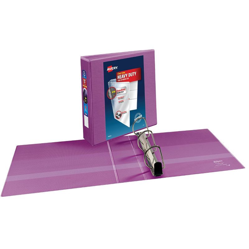 slide 2 of 4, Avery 3" One Touch EZD Rings 670 Sheet Capacity Heavy Duty View Binder - Orchid: Polypropylene, 4 Pockets, D Rings, 670 sheets