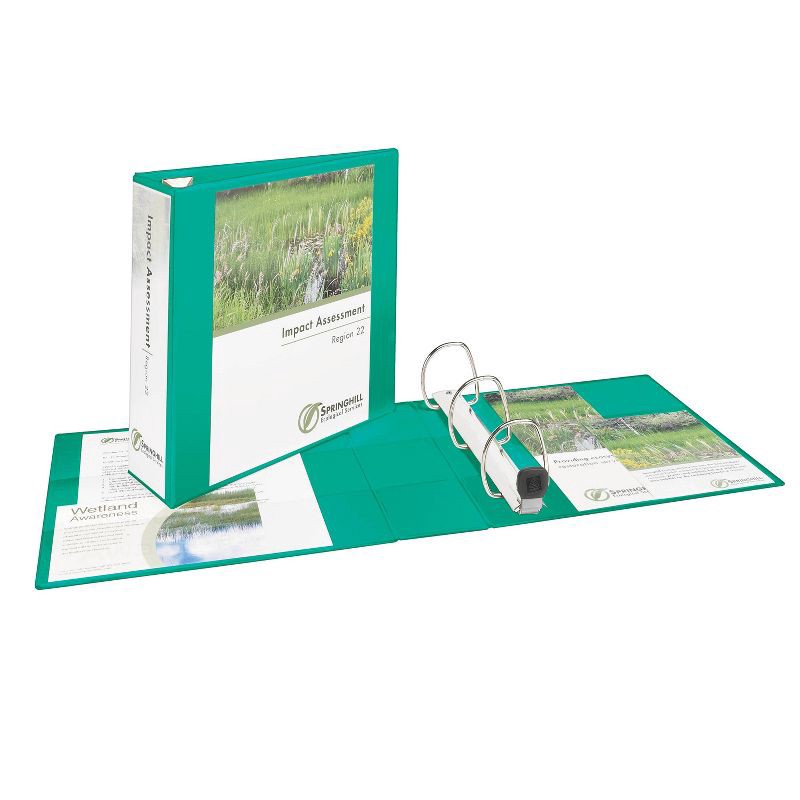 slide 5 of 5, Avery 3" One Touch EZD Rings 670 Sheet Capacity Heavy Duty View Binder - Green: Polypropylene, 4 Pockets, D Rings, 670 sheets