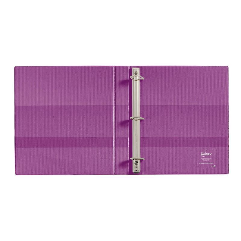 slide 4 of 5, Avery 1" Heavy Duty Ring Binder with Clear Cover, 8.5" x 11" - Orchid: Polypropylene, D Rings, 250 Sheet Capacity, 1 ct