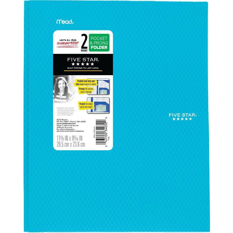 slide 2 of 11, Five Star 2 Pocket Plastic Folder with Prongs (Colors May Vary): Stationery, Multicolor, 25 Sheet Capacity, Internal Pockets, 1 ct