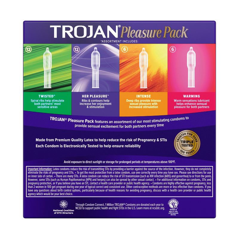 slide 2 of 9, Trojan Pleasure Pack Assorted Lubricated Condoms - 36ct, 36 ct