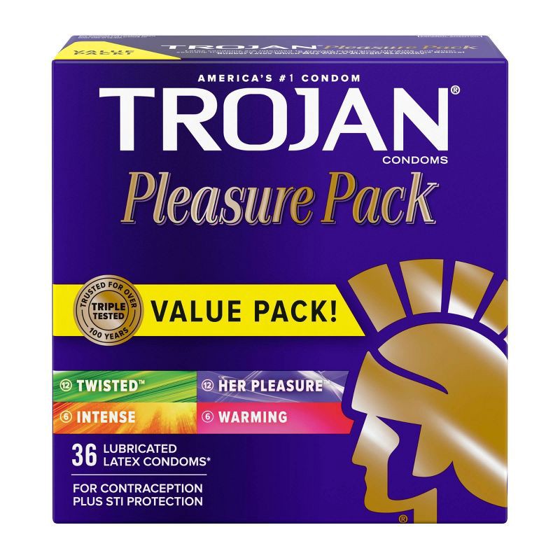 slide 1 of 10, Trojan Pleasure Pack Assorted Lubricated Condoms - 36ct, 36 ct