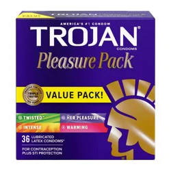Trojan Pleasure Pack Assorted Lubricated Condoms - 36ct