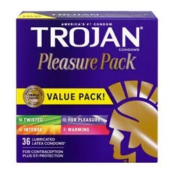 Trojan Pleasure Pack Assorted Lubricated Condoms - 36ct