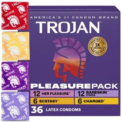 Trojan Pleasure Pack Assorted Lubricated Condoms - 36ct