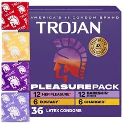 Trojan Pleasure Pack Assorted Lubricated Condoms - 36ct