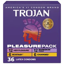 Trojan Pleasure Pack Assorted Lubricated Condoms - 36ct