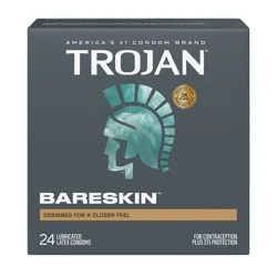 Trojan Bareskin Thin Premium Lubricated Condoms - 24ct