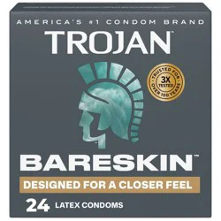 Trojan Bareskin Thin Premium Lubricated Condoms - 24ct