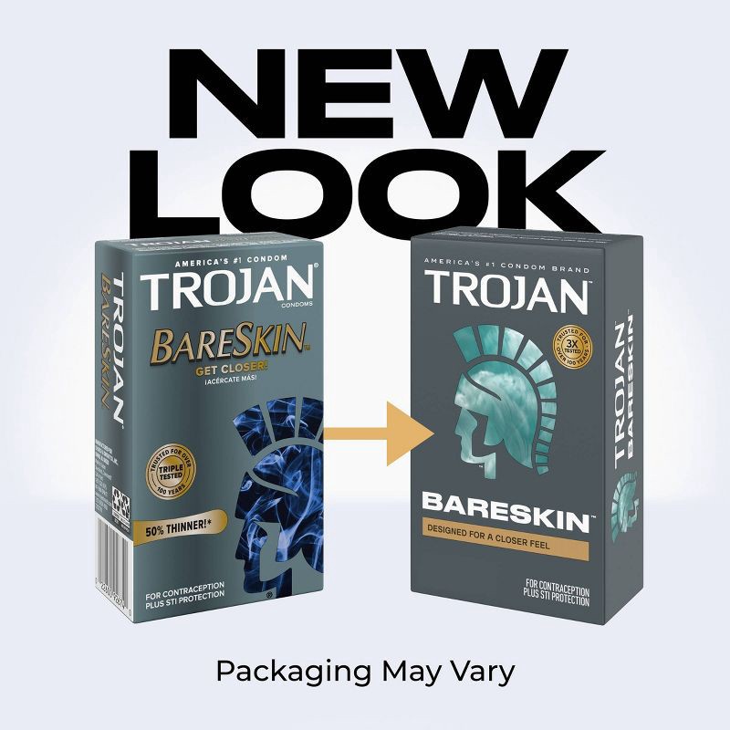 slide 3 of 8, Trojan Bareskin Lubricated Condoms - 10ct, 10 ct