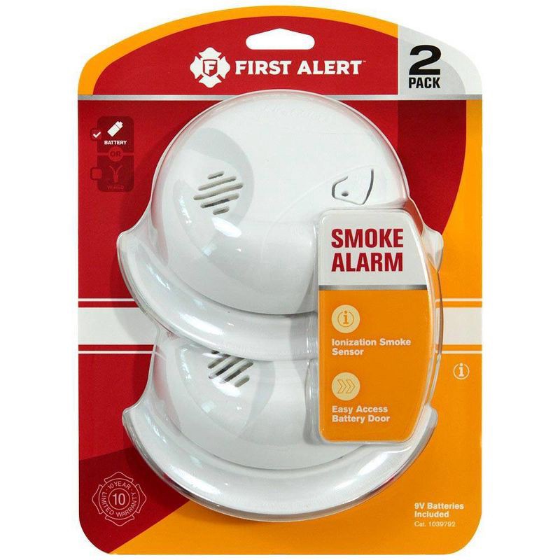 slide 1 of 6, First Alert 2pk SA300CN2 Battery Powered Smoke Detector, 2 ct