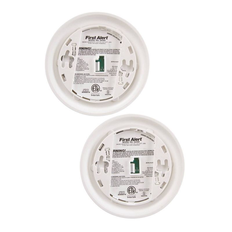 slide 5 of 6, First Alert 2pk SA300CN2 Battery Powered Smoke Detector, 2 ct