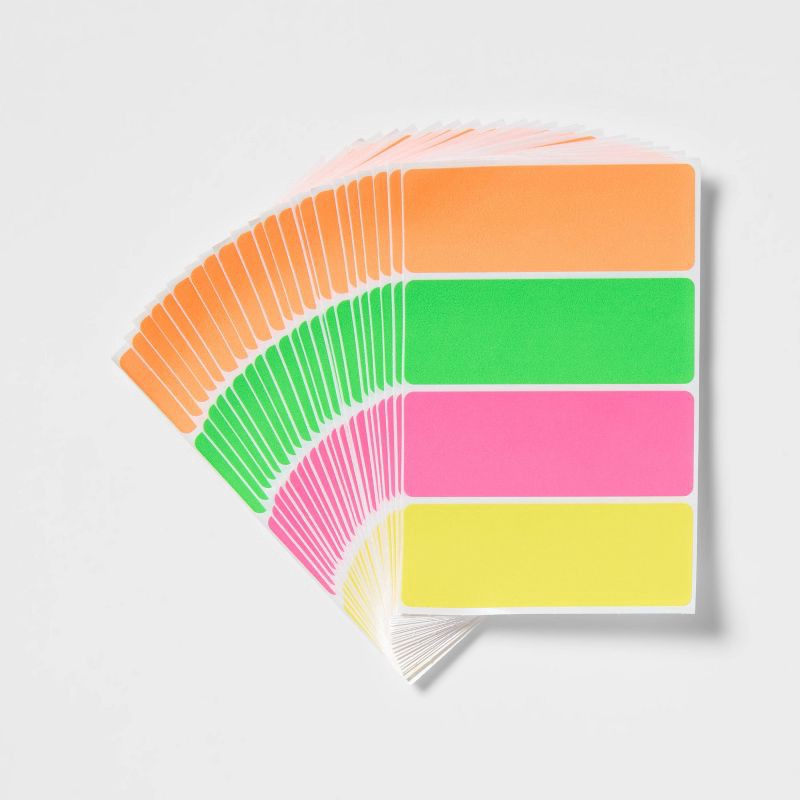 slide 4 of 4, 96ct 1"x2.75" Permanent Labels Neon - up&up™, 96 ct