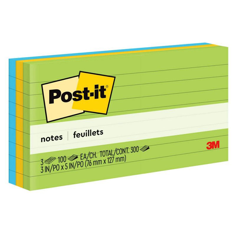 slide 1 of 9, Post-it Notes 3pk 3" x 5" 100 Sheets/Pad Floral Fantasy Collection, 3 ct, 100 sheets