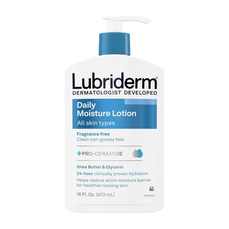 slide 2 of 8, Lubriderm Daily Moisture Hydrating Body Lotion, Fragrance-Free, 16oz, 16 oz