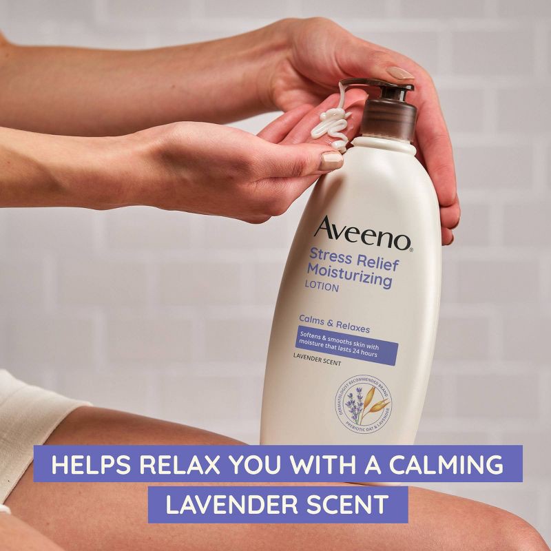 slide 3 of 15, Aveeno Stress Relief Moisturizing Lotion, Lavender, 18oz, 18 oz