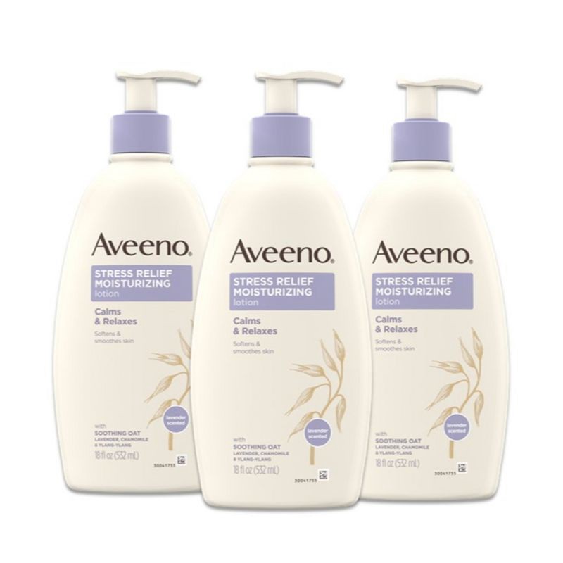 slide 15 of 15, Aveeno Stress Relief Moisturizing Lotion, Lavender, 18oz, 18 oz