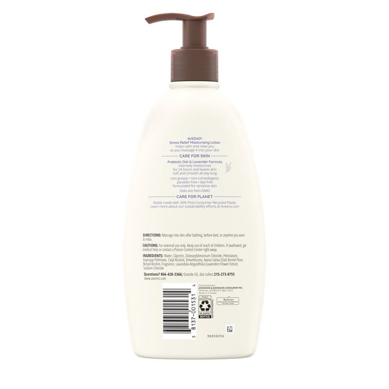 slide 8 of 15, Aveeno Stress Relief Moisturizing Lotion, Lavender, 18oz, 18 oz