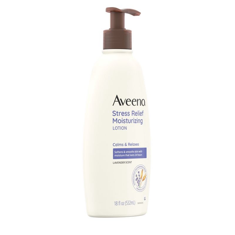 slide 11 of 15, Aveeno Stress Relief Moisturizing Lotion, Lavender, 18oz, 18 oz