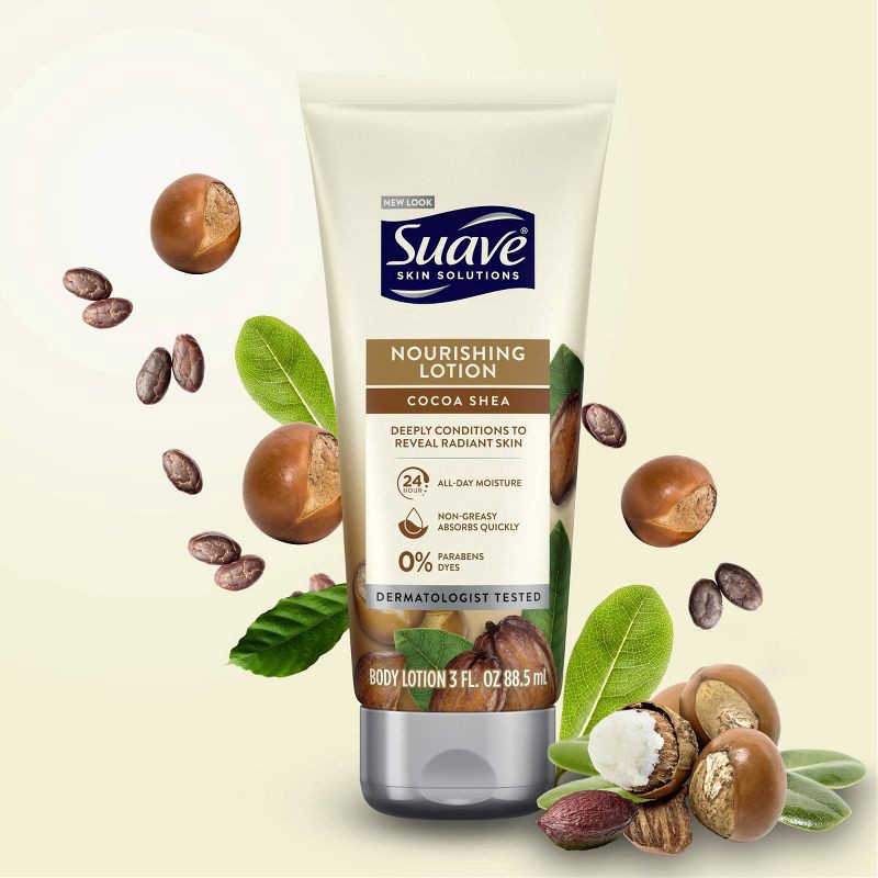 slide 5 of 7, Suave Skin Solutions Smoothing with Cocoa Butter and Shea Body Lotion 3oz, 3 oz