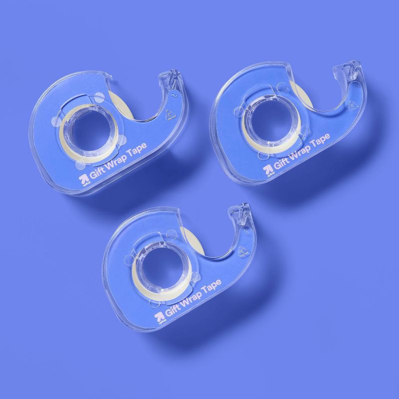 slide 2 of 4, 3pk Gift Wrap Tape - up&up™: Clear Plastic Tape for Gift Wrapping, 0.75" Width, 300" Length, Christmas Wrapping, 3 ct