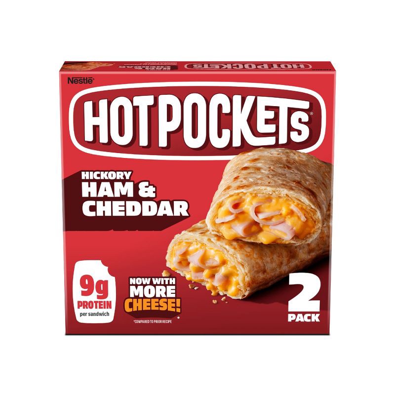 slide 1 of 14, Hot Pockets Hickory Ham & Cheddar Frozen Snacks with Croissant Crust - 9oz/2ct, 2 ct; 9 oz