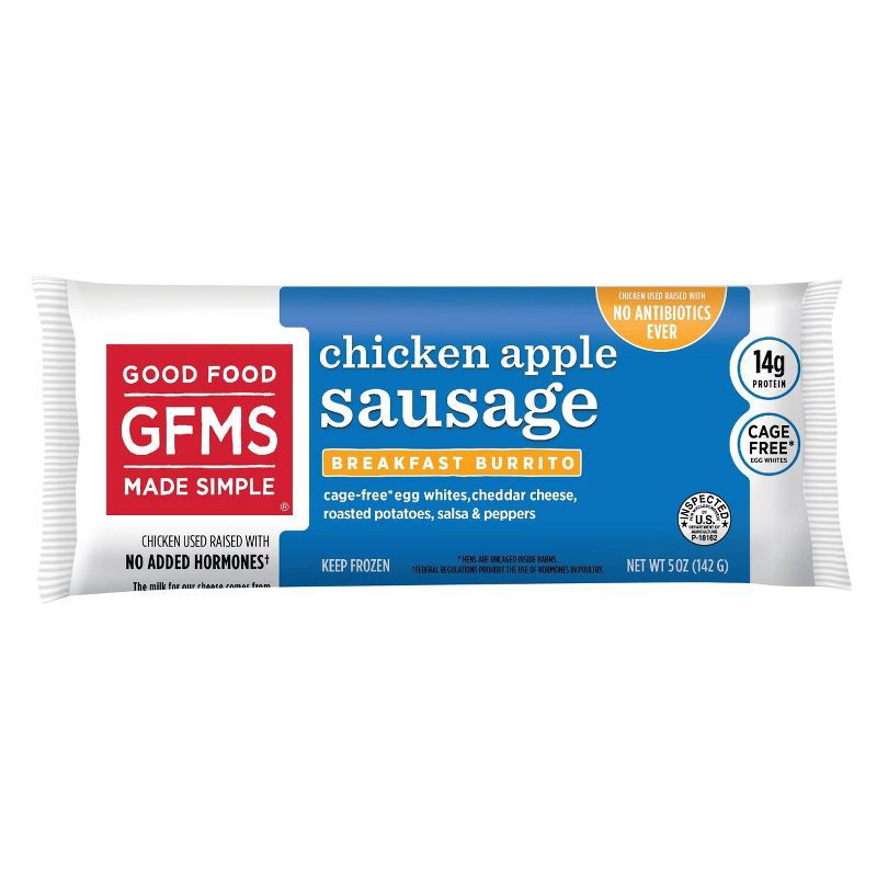 slide 1 of 4, Good Food Made Simple Chicken Apple Sausage Egg White Frozen Burrito - 5oz, 5 oz