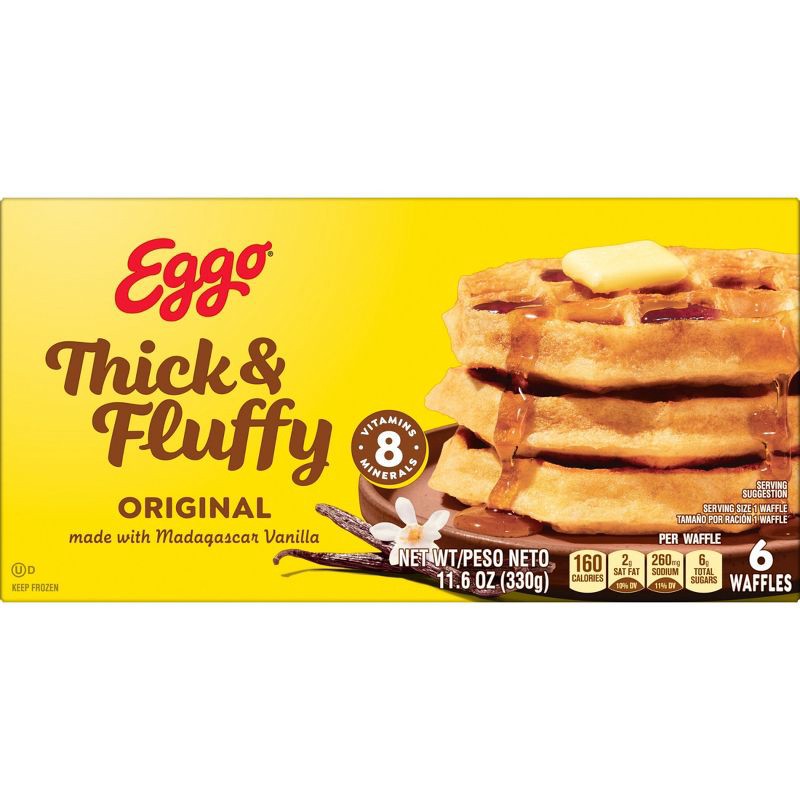 slide 8 of 9, Eggo Thick and Fluffy Frozen Waffles Original - 11.6oz/6ct, 6 ct; 11.6 oz