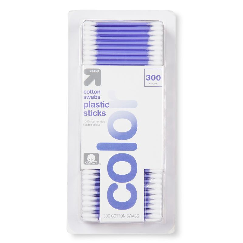 slide 7 of 8, Cotton Swabs Colored Stick - 300ct - up & up, 300 ct