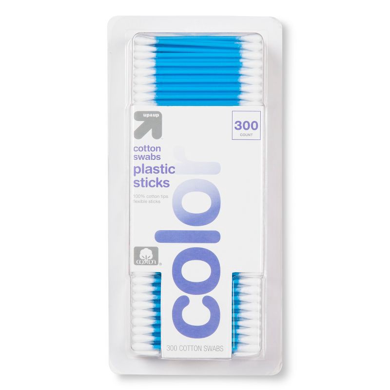 slide 6 of 8, Cotton Swabs Colored Stick - 300ct - up & up, 300 ct