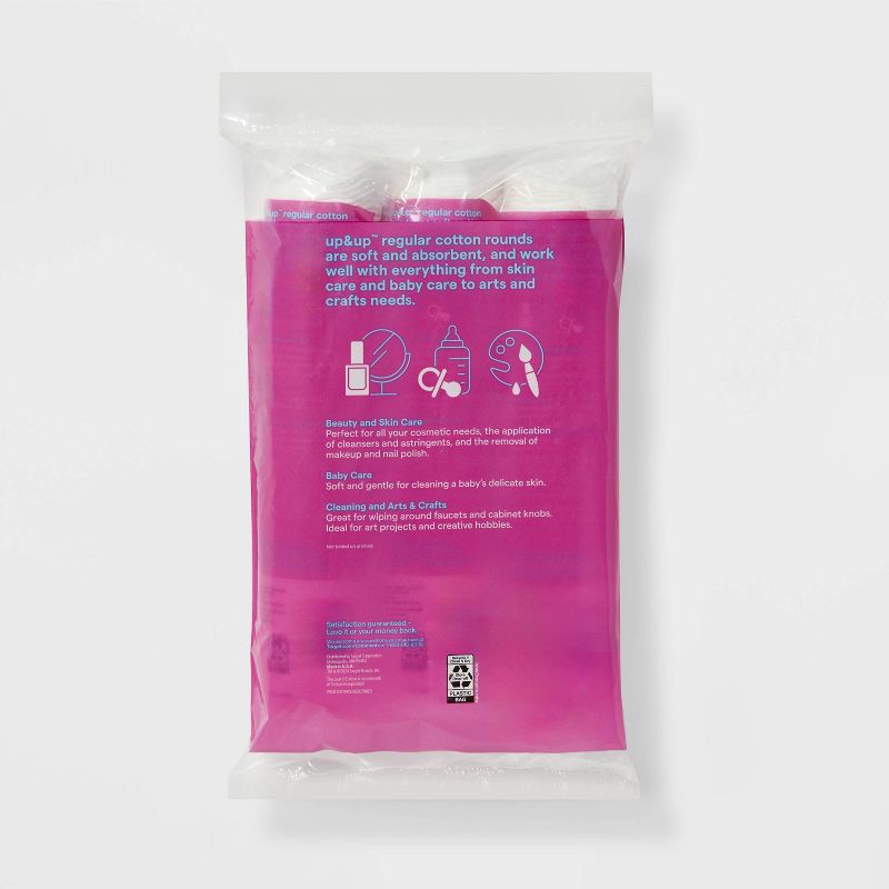 slide 3 of 4, Basic Cotton Rounds Nail Polish and Makeup Remover Pads - 300ct/3pk - up&up™, 300 ct, 3 ct