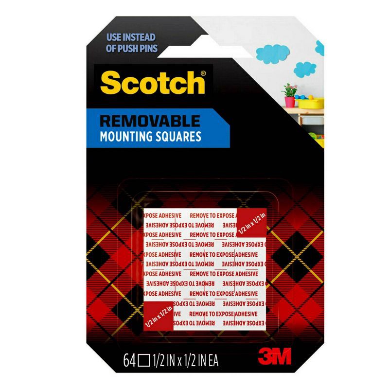 slide 1 of 7, Scotch 64ct Removable Mounting Squares, 64 ct