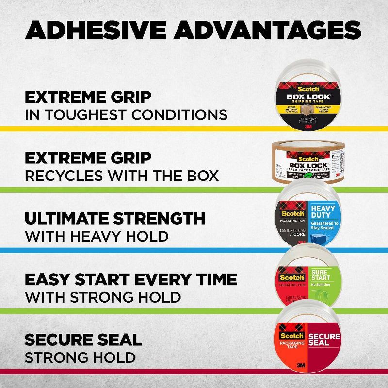 slide 11 of 12, Scotch Ultra Clear Mailing Packaging Tape with Dispenser 1.88" x 54yd: Packing & Shipping Tape Refill, Clear, 1965.6" Length, 1 ct