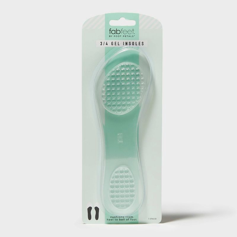 slide 1 of 5, Fab Feet Women's by Foot Petals 3/4 Gel Insoles Shoe Cushion Clear - Size (6-11): Urethane Material, Foot Pain Relief, 1 ct