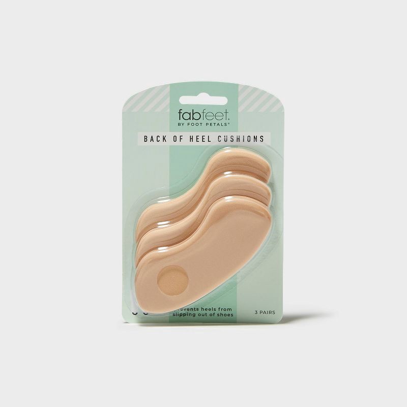 slide 1 of 5, Fab Feet Women's by Foot Petals Back of Heel Insoles Shoe Cushion Khaki - 3 pairs: Foam Inserts, 1 ct