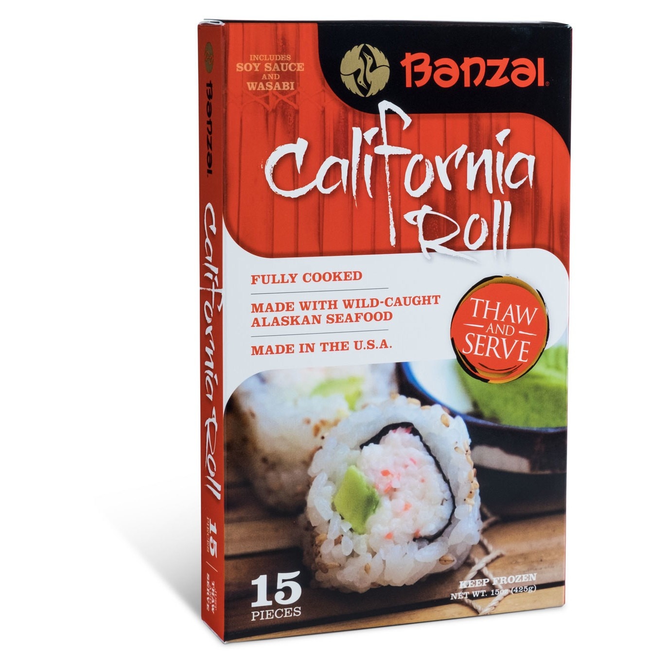 slide 1 of 1, Banzai Sushi Banzai Frozen California Roll Sushi, 15 oz